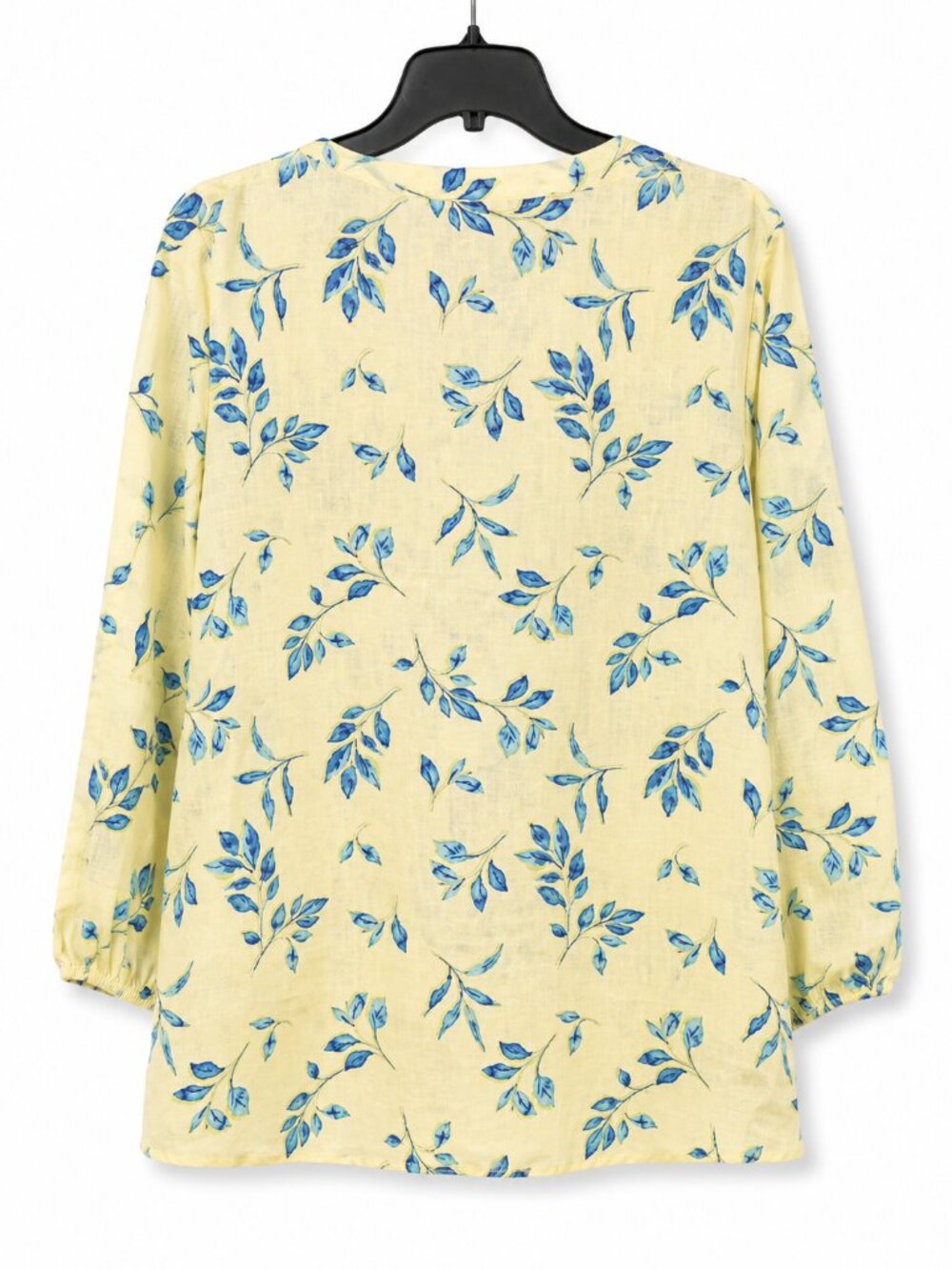 J. Jill Love Linen Floral Pintuck Top Women’s sz M Yellow Blue Coastal Boho - Picture 3 of 8